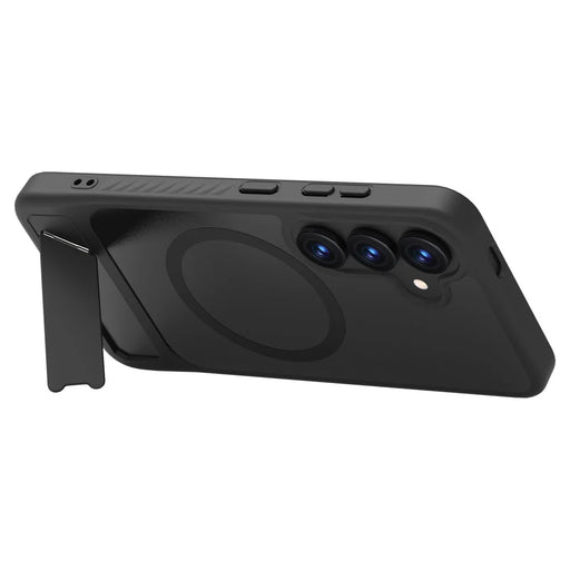 LEREACH Le-Chic Series For Samsung Galaxy S25 / S24 Case Magnetic Case Kickstand TPU + PC Phone Cover - Black - 2