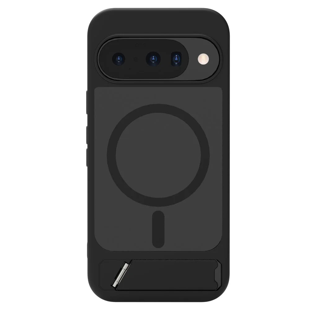 LEREACH Le-Chic Series Phone Case For Google Pixel 10 / 10 Pro / 9 / 9 Pro , Magnetic Case Kickstand TPU + PC Cover - Black - 2
