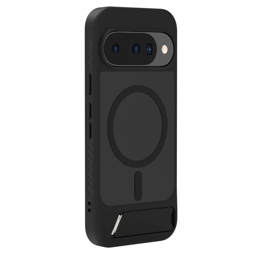 LEREACH Le-Chic Series Phone Case For Google Pixel 10 / 10 Pro / 9 / 9 Pro , Magnetic Case Kickstand TPU + PC Cover - Black - 5
