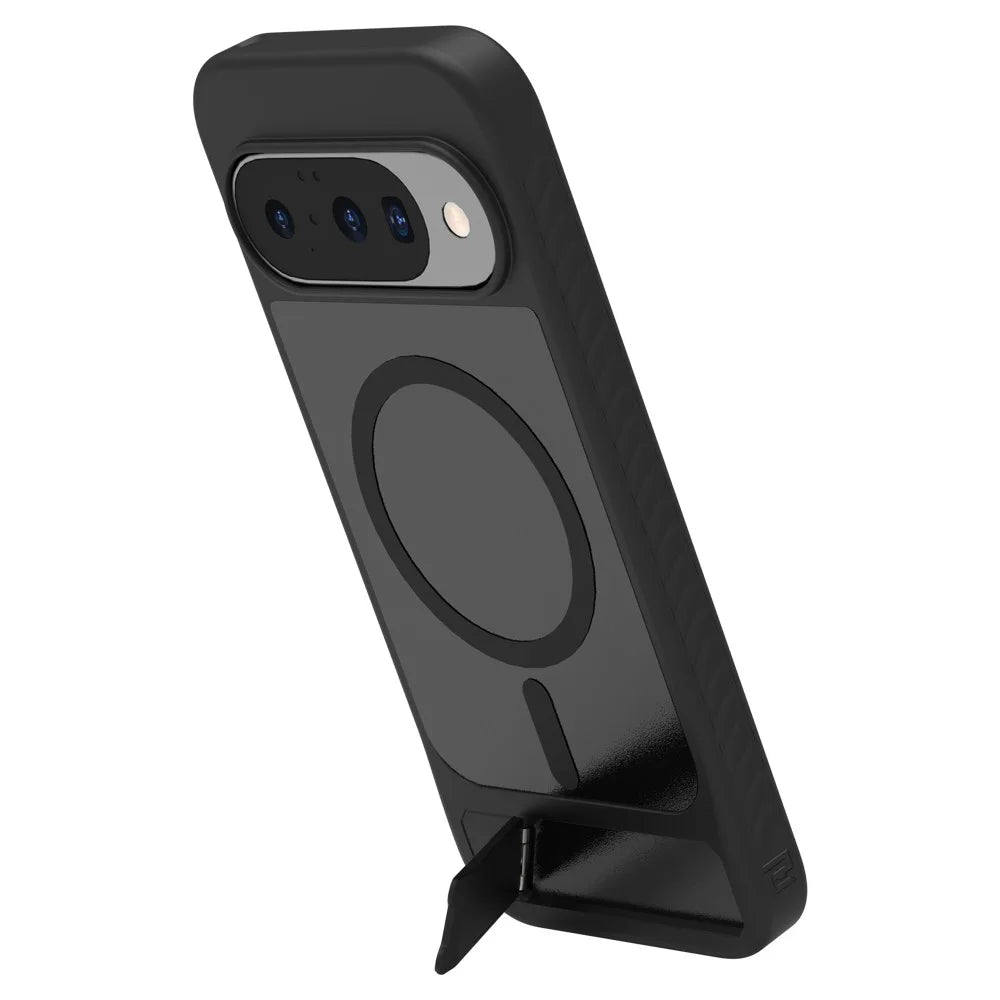 LEREACH Le-Chic Series Phone Case For Google Pixel 10 / 10 Pro / 9 / 9 Pro , Magnetic Case Kickstand TPU + PC Cover - Black - 6