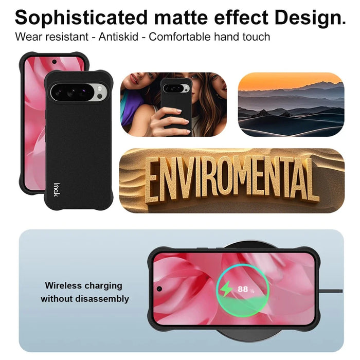 IMAK For Google Pixel 10 / 10 Pro Case TPU Phone Cover Airbag Shockproof Protection - Matte Black - 6
