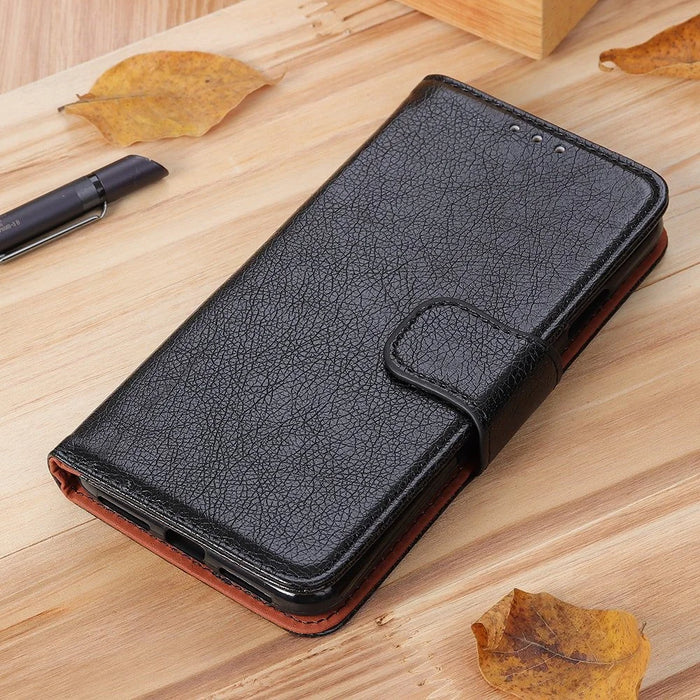 Anti-scratch Phone Case For Samsung Galaxy S23 Nappa Texture Split Leather Magnetic Flip Folio Wallet Stand Protective Phone Cover - Black - 6