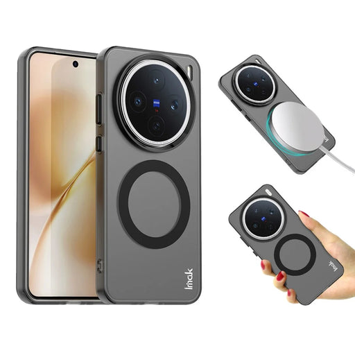 IMAK For vivo X200s 5G Magnetic Case Candy Color Anti Drop TPU + PET Back Cover - Black - 1