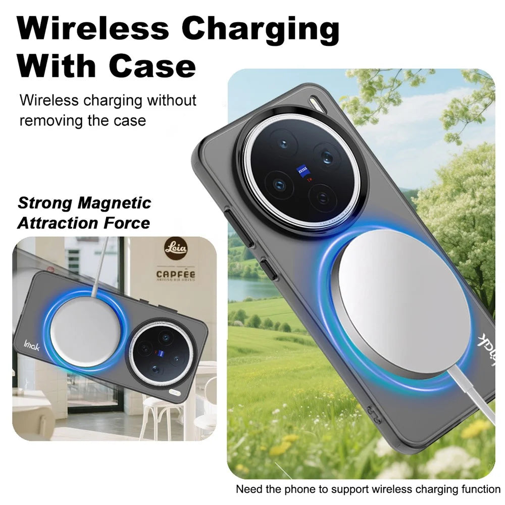IMAK For vivo X200s 5G Magnetic Case Candy Color Anti Drop TPU + PET Back Cover - Black - 3