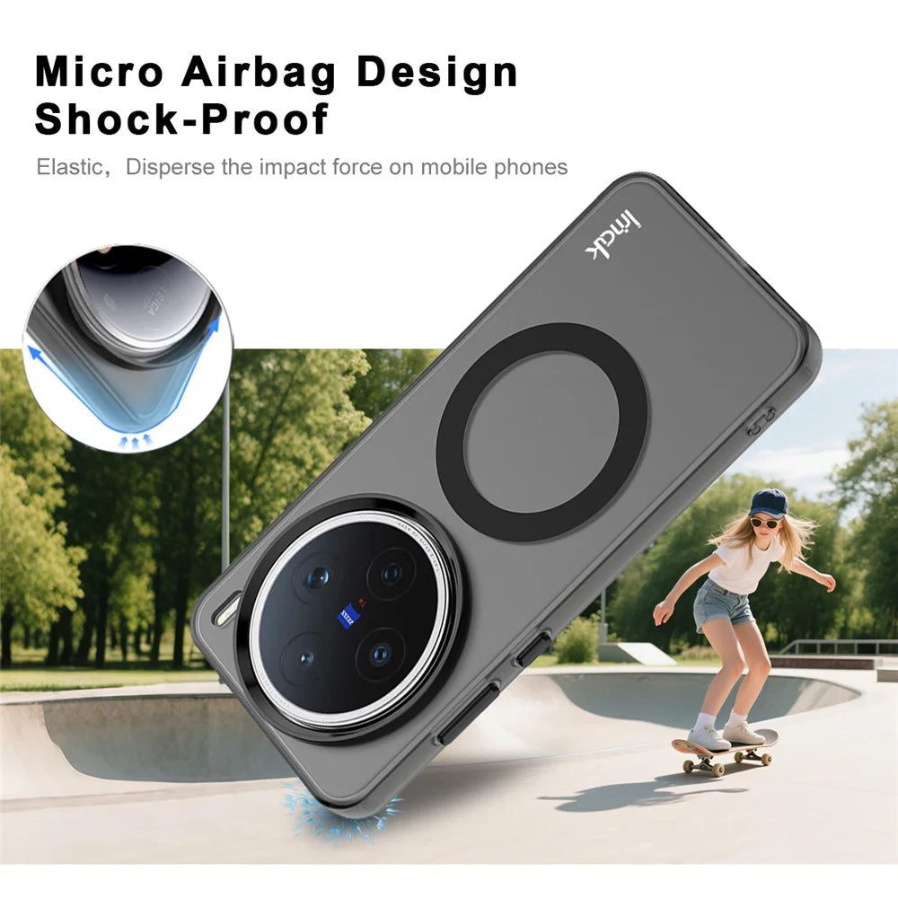 IMAK For vivo X200s 5G Magnetic Case Candy Color Anti Drop TPU + PET Back Cover - Black - 4