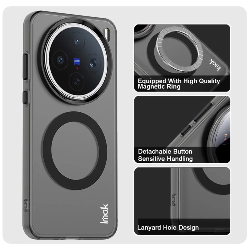 IMAK For vivo X200s 5G Magnetic Case Candy Color Anti Drop TPU + PET Back Cover - Black - 5