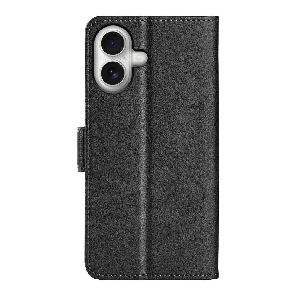 For iPhone 17 Case Calf Texture Leather Wallet Phone Cover - Black - 6