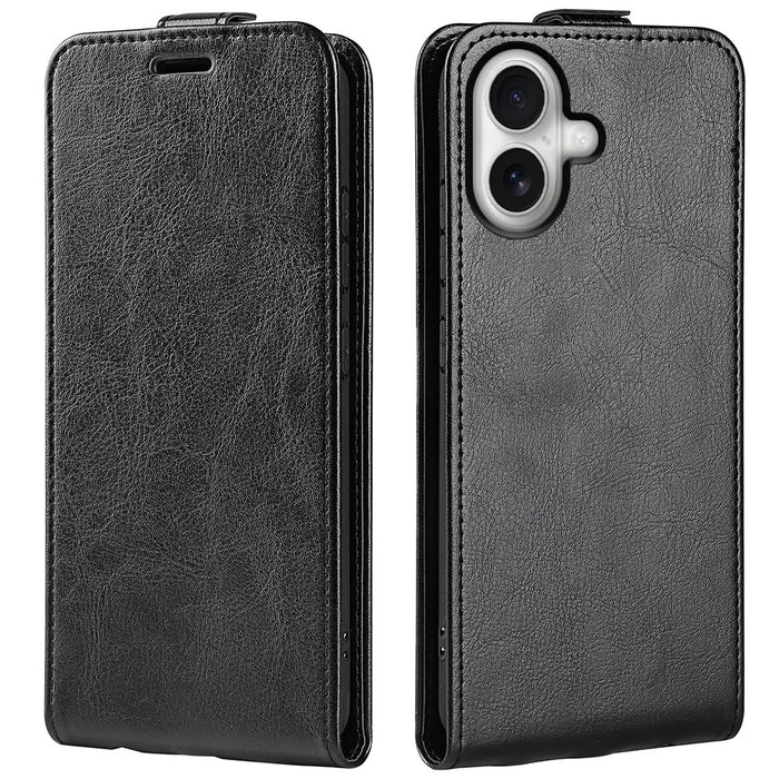 For iPhone 17 Case with Card Slots Vertical Flip Leather Phone Cover - Black - 1