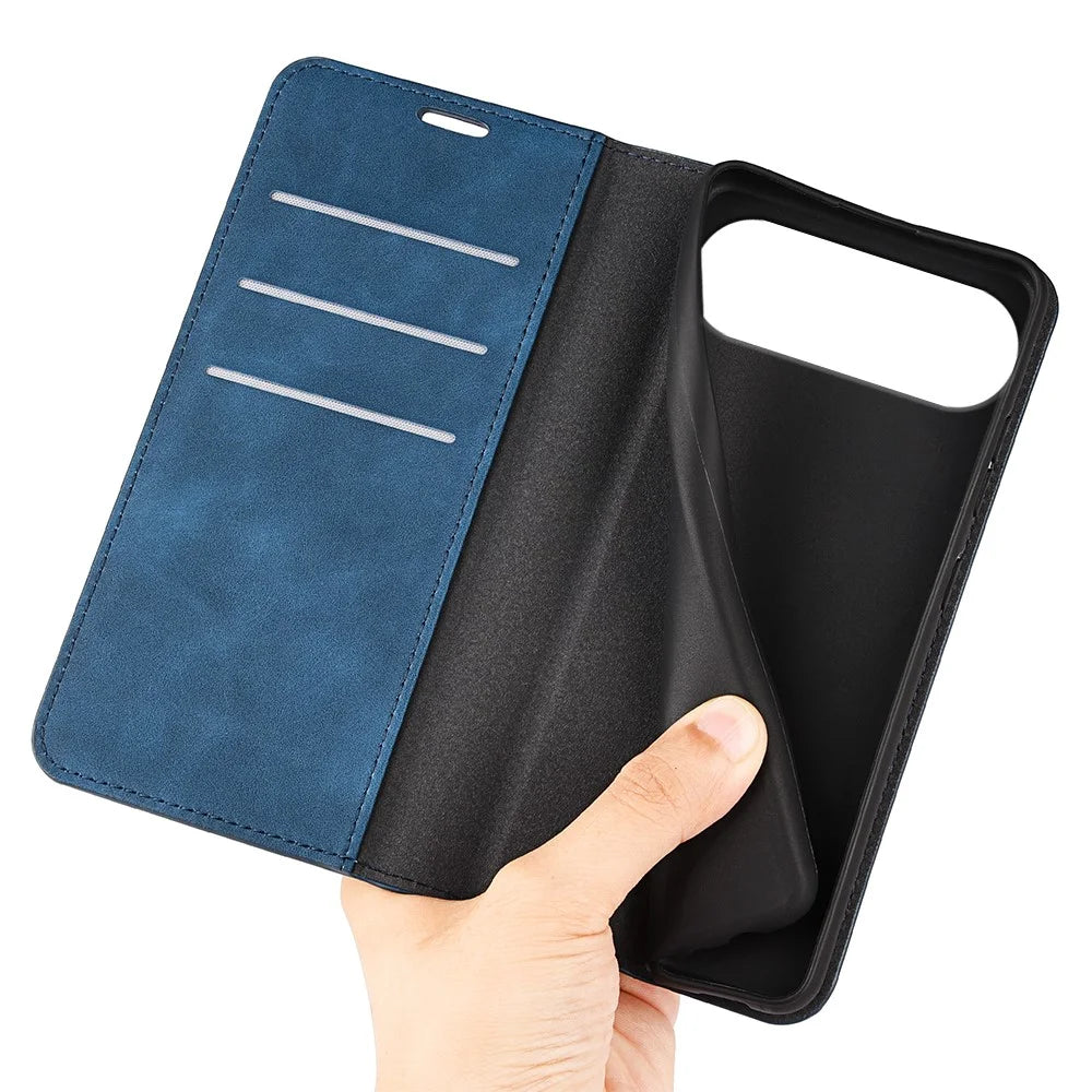 For iPhone Air Case Skin Touch Leather Wallet Phone Cover - Blue - 3