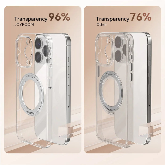 JOYROOM For iPhone 16 Pro Max Case Magnetic Rotating Kickstand Ultra Thin PC Phone Cover - Silver - 3