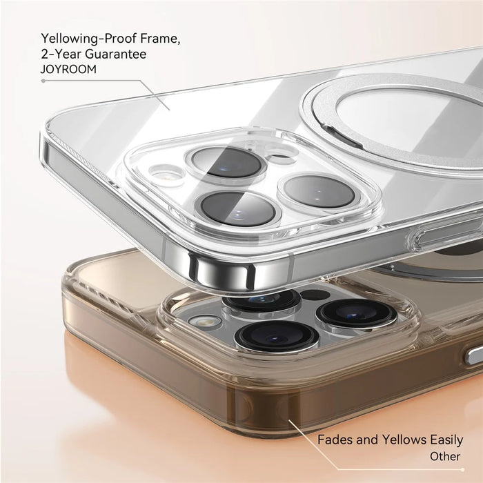 JOYROOM For iPhone 16 Pro Max Case Magnetic Rotating Kickstand Ultra Thin PC Phone Cover - Silver - 4