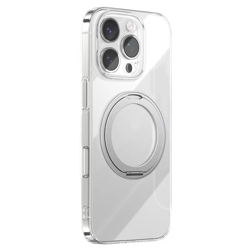 JOYROOM For iPhone 16 Pro Case Magnetic Rotating Kickstand Ultra Thin PC Phone Cover - Silver - 1