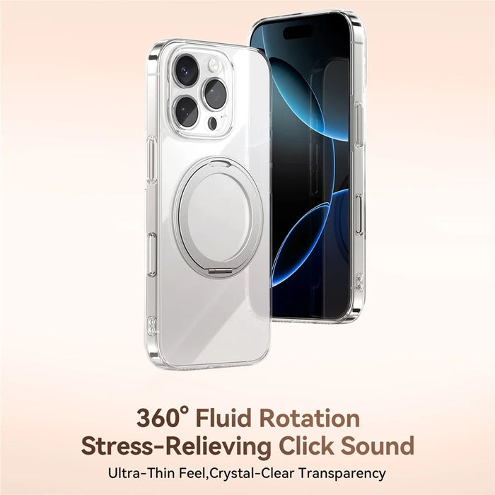 JOYROOM For iPhone 16 Pro Case Magnetic Rotating Kickstand Ultra Thin PC Phone Cover - Silver - 2
