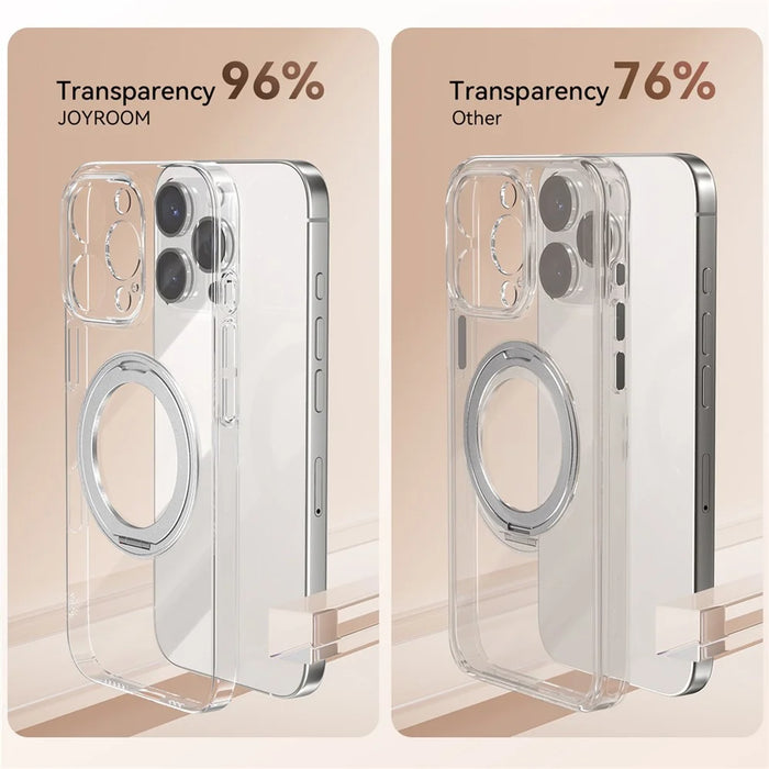 JOYROOM For iPhone 16 Pro Case Magnetic Rotating Kickstand Ultra Thin PC Phone Cover - Silver - 4