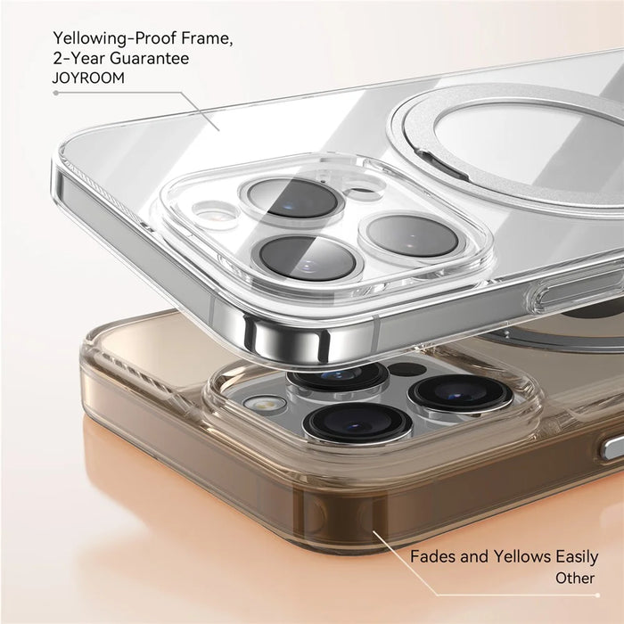 JOYROOM For iPhone 16 Pro Case Magnetic Rotating Kickstand Ultra Thin PC Phone Cover - Silver - 6
