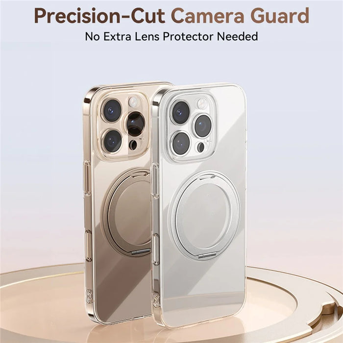 JOYROOM For iPhone 16 Pro Case Magnetic Rotating Kickstand Ultra Thin PC Phone Cover - Silver - 7
