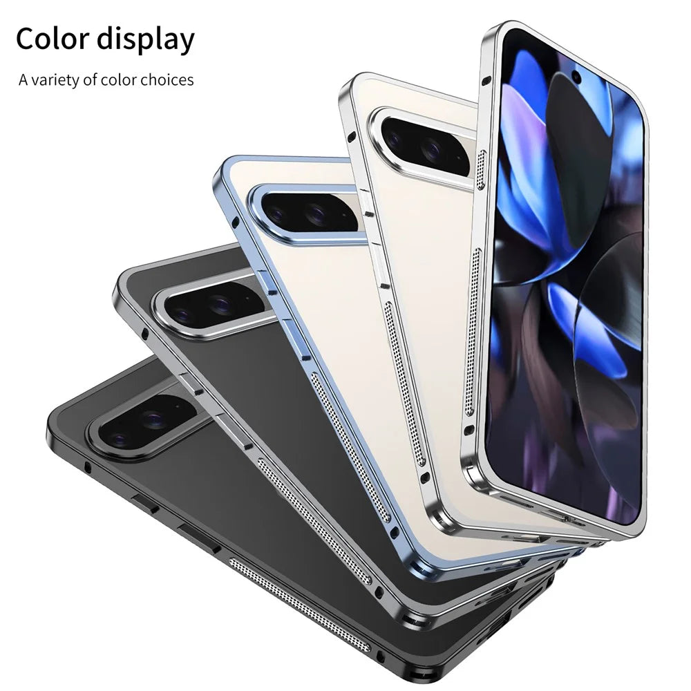 For Google Pixel 9 / 9 Pro Bumper Cases Metal Frame Heat Dissipation Cover with Lens Protector - Black - 7
