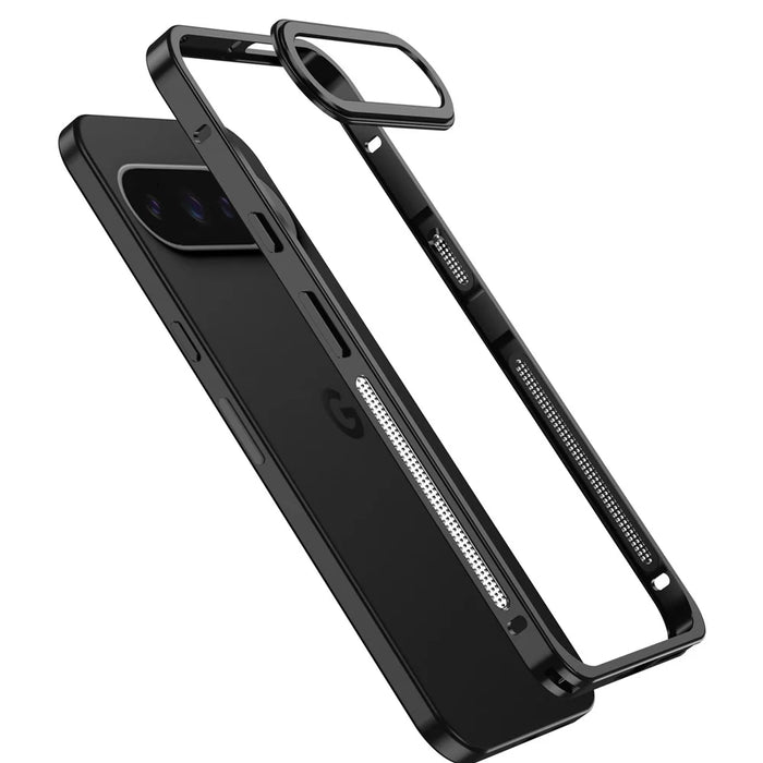 For Google Pixel 9 Pro XL Bumper Cases Metal Frame Heat Dissipation Cover with Lens Protector - Black - 3
