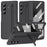 For Samsung Galaxy Z Fold7 5G Case Kickstand PC Phone Back Cover with Stylus and Tempered Glass Film - Black - 1
