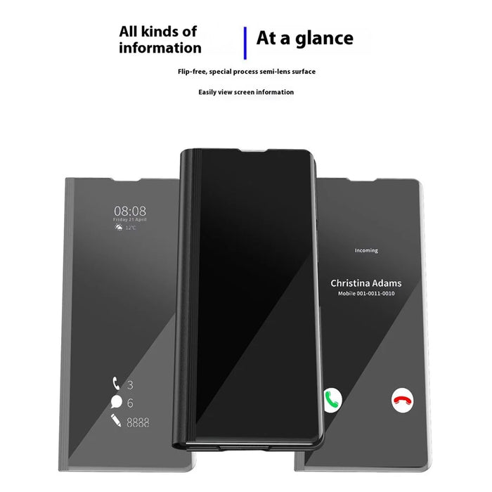 For Samsung Galaxy Z Fold7 5G Flip Leather Cover with Stand Full Body Protective Phone Case - Black - 5