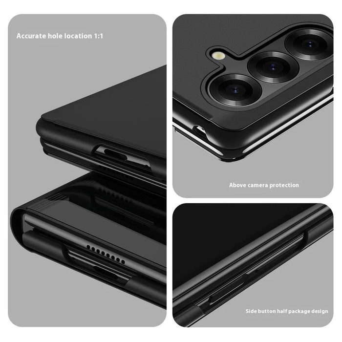For Samsung Galaxy Z Fold7 5G Flip Leather Cover with Stand Full Body Protective Phone Case - Black - 6