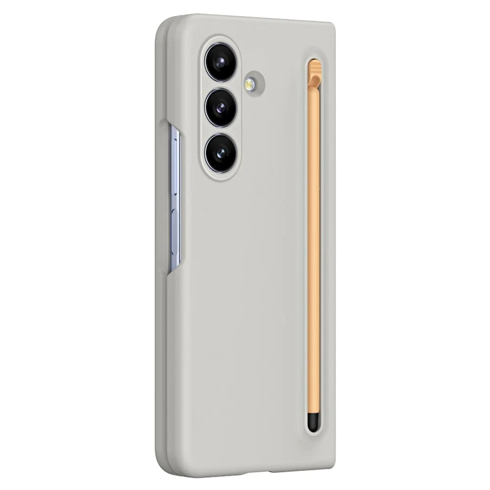 For Samsung Galaxy Z Fold7 5G Phone Case with Tempered Glass Film Hard PC Back Cover with Stylus - Light Grey - 2