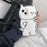 For iPhone 15 Silicone Case Cute White Cat Design Shockproof Phone Back Cover - 2