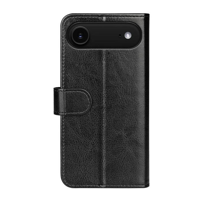 For iPhone Air Case Crazy Horse Texture Stand Leather Phone Cover - Black - 4