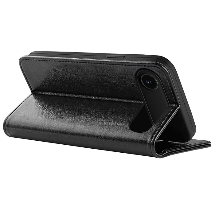 For iPhone Air Case Crazy Horse Texture Stand Leather Phone Cover - Black - 7