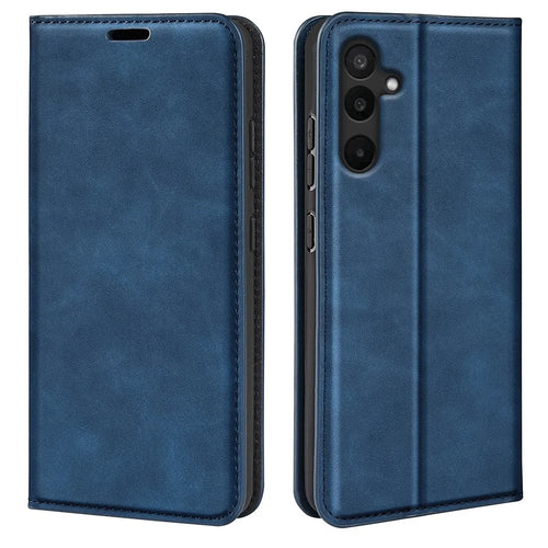 For Samsung Galaxy M16 5G Case Skin Touch Leather Wallet Phone Cover - Blue - 1