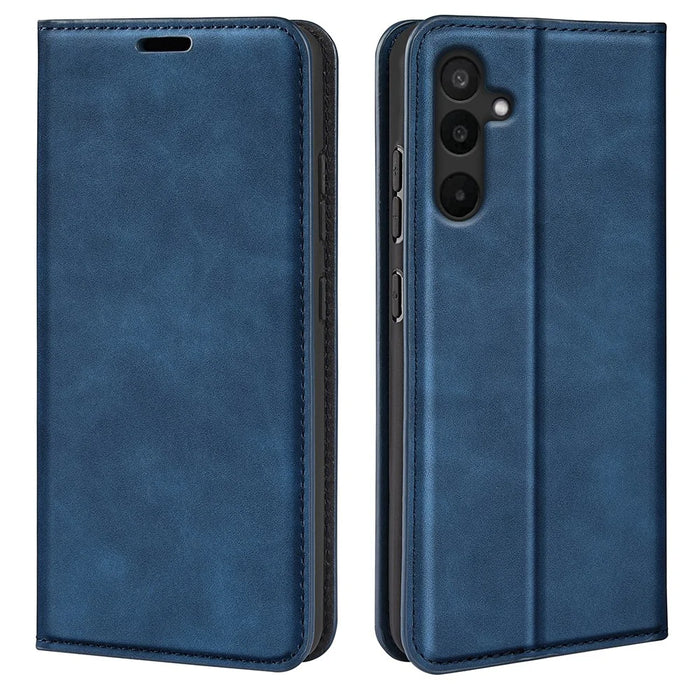 For Samsung Galaxy M16 5G Case Skin Touch Leather Wallet Phone Cover - Blue - 1