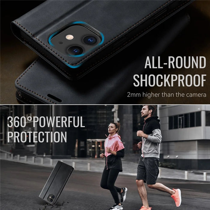CASEME For iPhone 11 Case  033 Series RFID Blocking Wallet Stand Calf Texture Leather Phone Cover - Black - 6