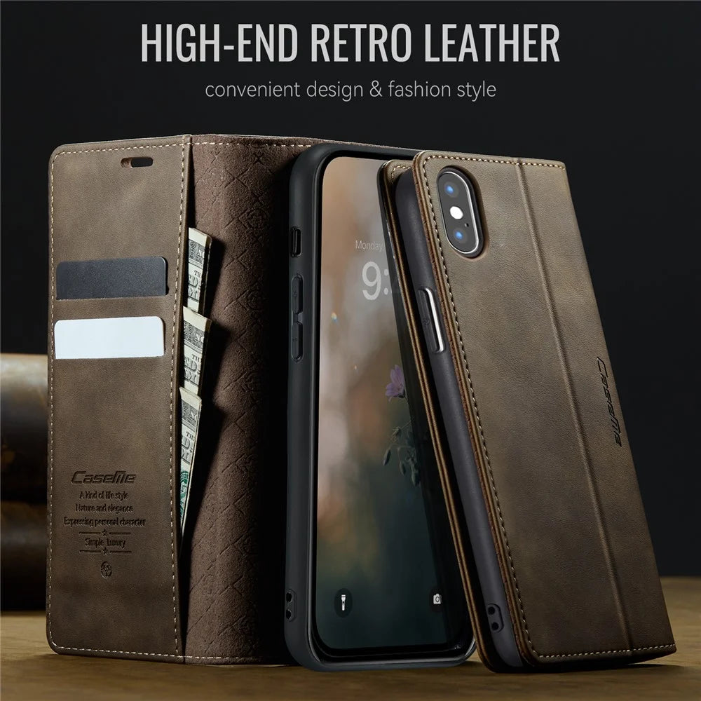 CASEME For iPhone XS Max 6.5 inch Case  033 Series RFID Blocking Wallet Stand Calf Texture Leather Phone Cover - Coffee - 4