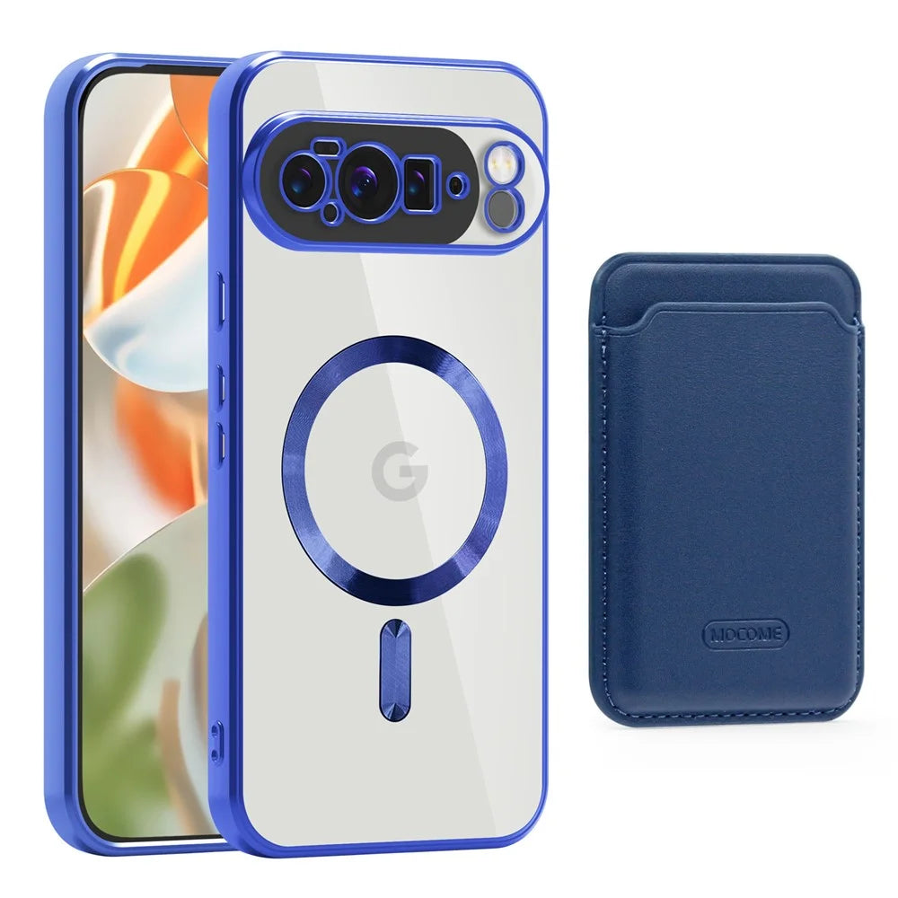 For Google Pixel 10 Pro XL Magnetic Case TPU + PC Mobile Cover with Card Bag - Sapphire - 1