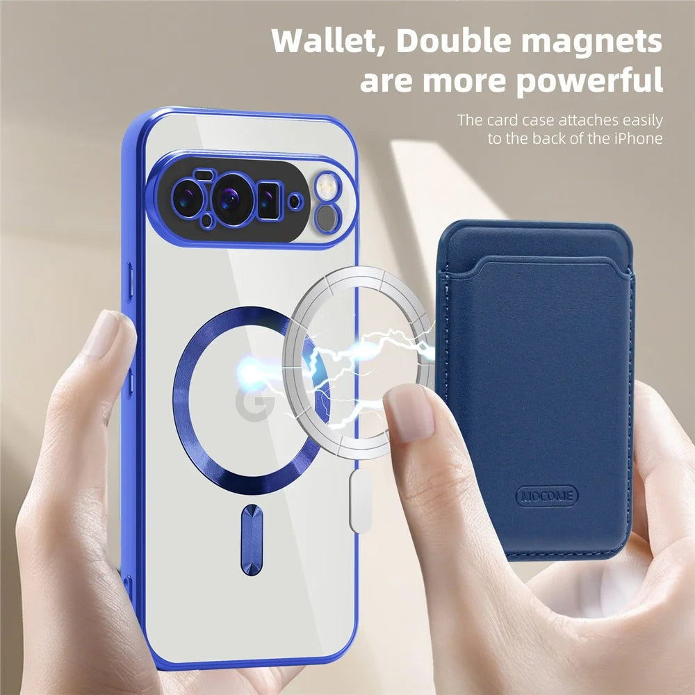For Google Pixel 10 Pro XL Magnetic Case TPU + PC Mobile Cover with Card Bag - Sapphire - 2