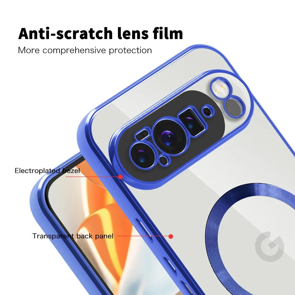 For Google Pixel 10 Pro XL Magnetic Case TPU + PC Mobile Cover with Card Bag - Sapphire - 4