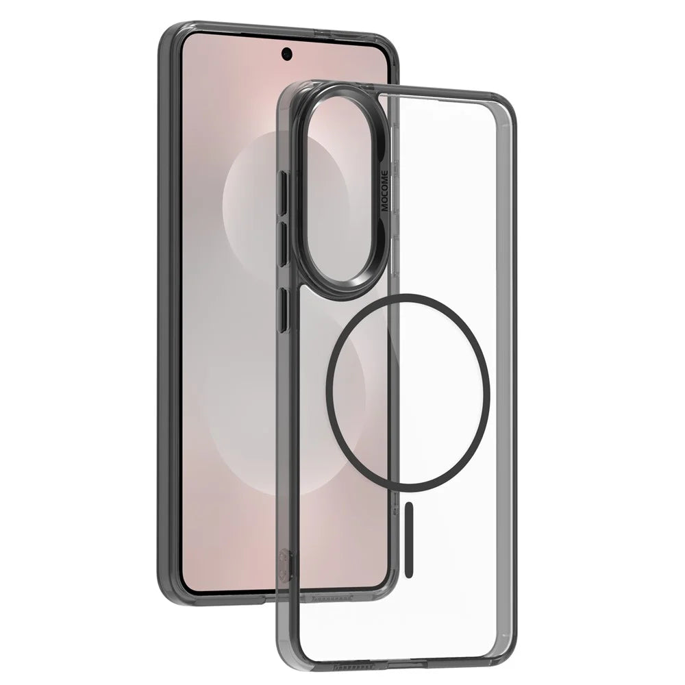 For Samsung Galaxy S25 Edge Magnetic Case TPU PC Clear Phone Cover - Transparent Black - 2