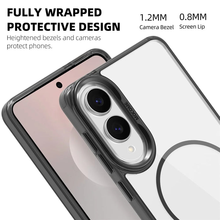 For Samsung Galaxy S25 Edge Magnetic Case TPU + PC Phone Cover with Card Bag - Transparent Black - 2