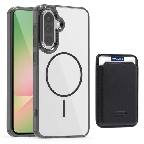 For Samsung Galaxy A56 5G  /  A36 5G Magnetic Case TPU + PC Phone Cover with Card Bag - Transparent Black - 1