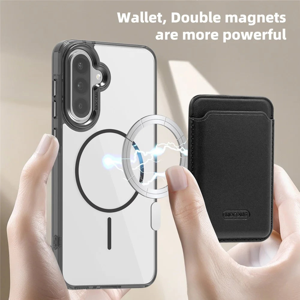 For Samsung Galaxy A56 5G  /  A36 5G Magnetic Case TPU + PC Phone Cover with Card Bag - Transparent Black - 2