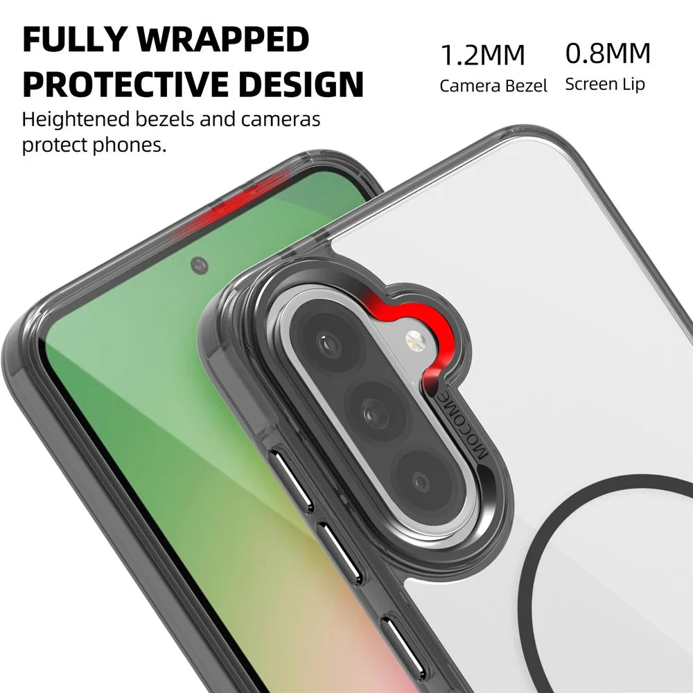 For Samsung Galaxy A56 5G  /  A36 5G Magnetic Case TPU + PC Phone Cover with Card Bag - Transparent Black - 3
