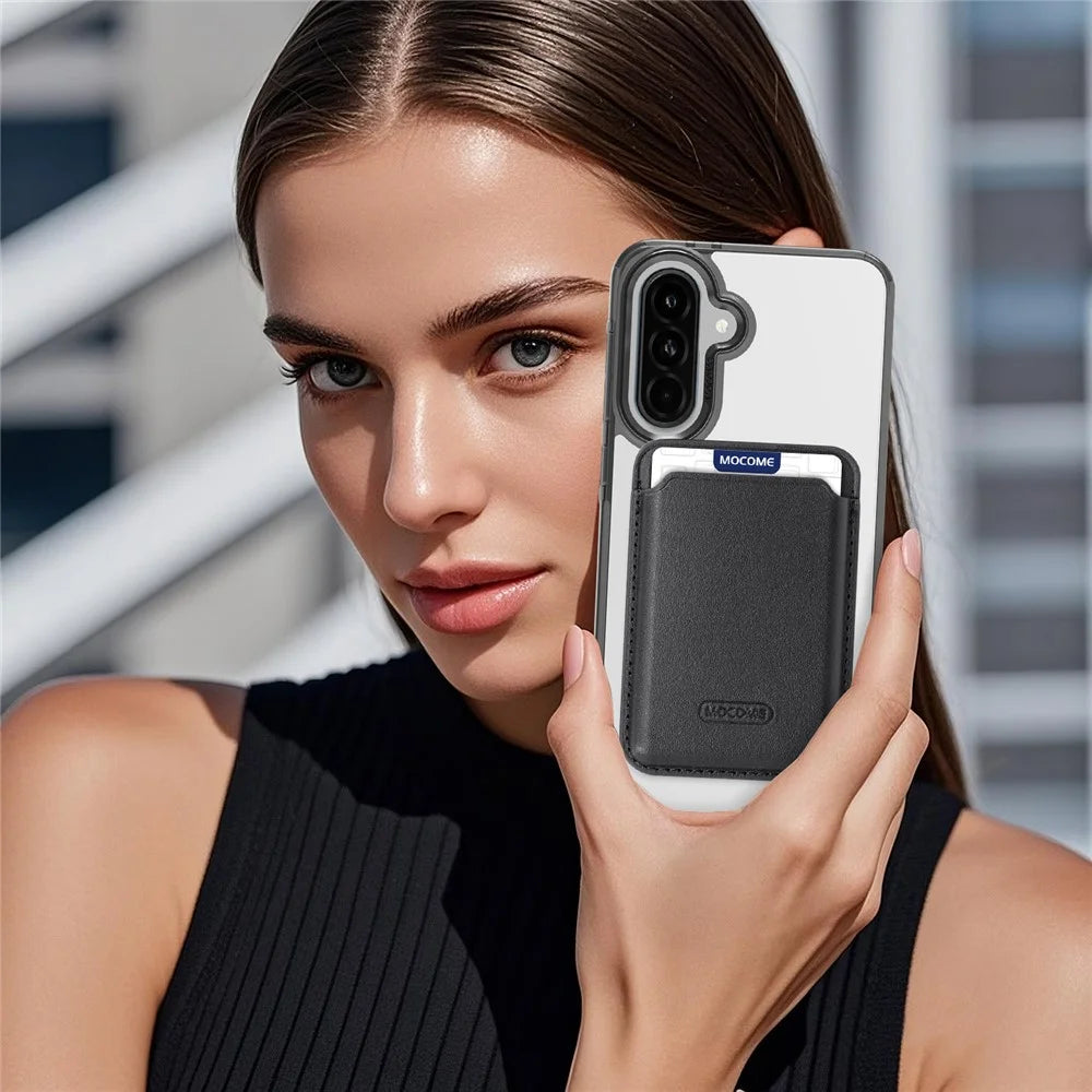 For Samsung Galaxy A56 5G  /  A36 5G Magnetic Case TPU + PC Phone Cover with Card Bag - Transparent Black - 7