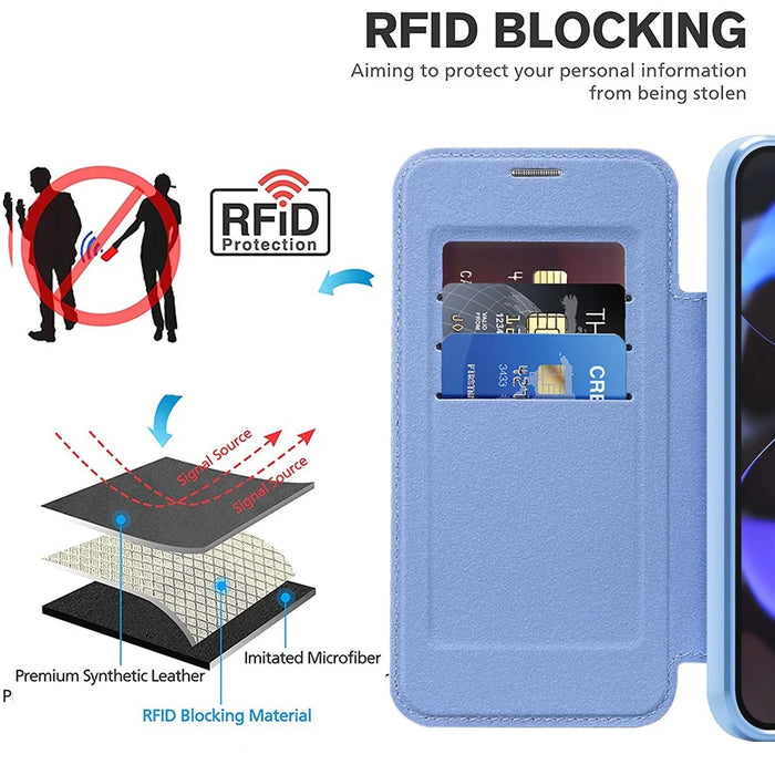 For Google Pixel 10 / 10 Pro Magnetic Case Rhombus PU Leather Phone Cover - Blue - 3