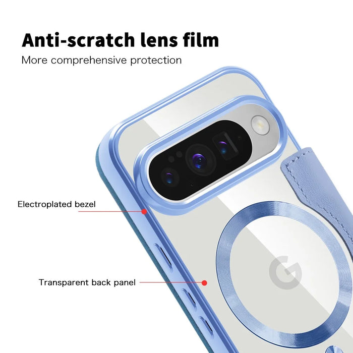For Google Pixel 10 / 10 Pro Magnetic Case Rhombus PU Leather Phone Cover - Blue - 7