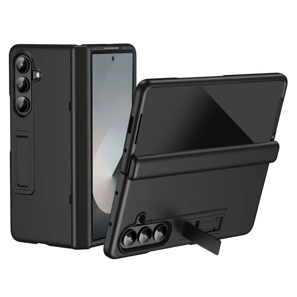 For Samsung Galaxy Z Fold7 5G Case Hard PC Anti-Drop Phone Cover with Kickstand - Black - 1