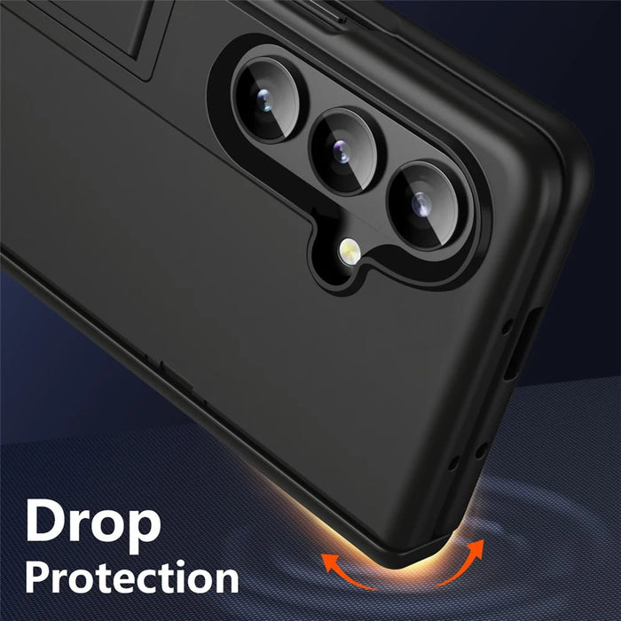 For Samsung Galaxy Z Fold7 5G Case Hard PC Anti-Drop Phone Cover with Kickstand - Black - 2