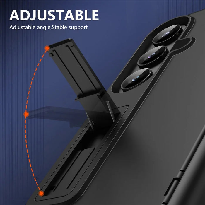 For Samsung Galaxy Z Fold7 5G Case Hard PC Anti-Drop Phone Cover with Kickstand - Black - 3