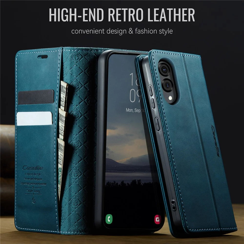 CASEME For Samsung Galaxy S25 Edge Case  033 Series RFID Blocking Wallet Stand Calf Texture Leather Phone Cover - Green - 4