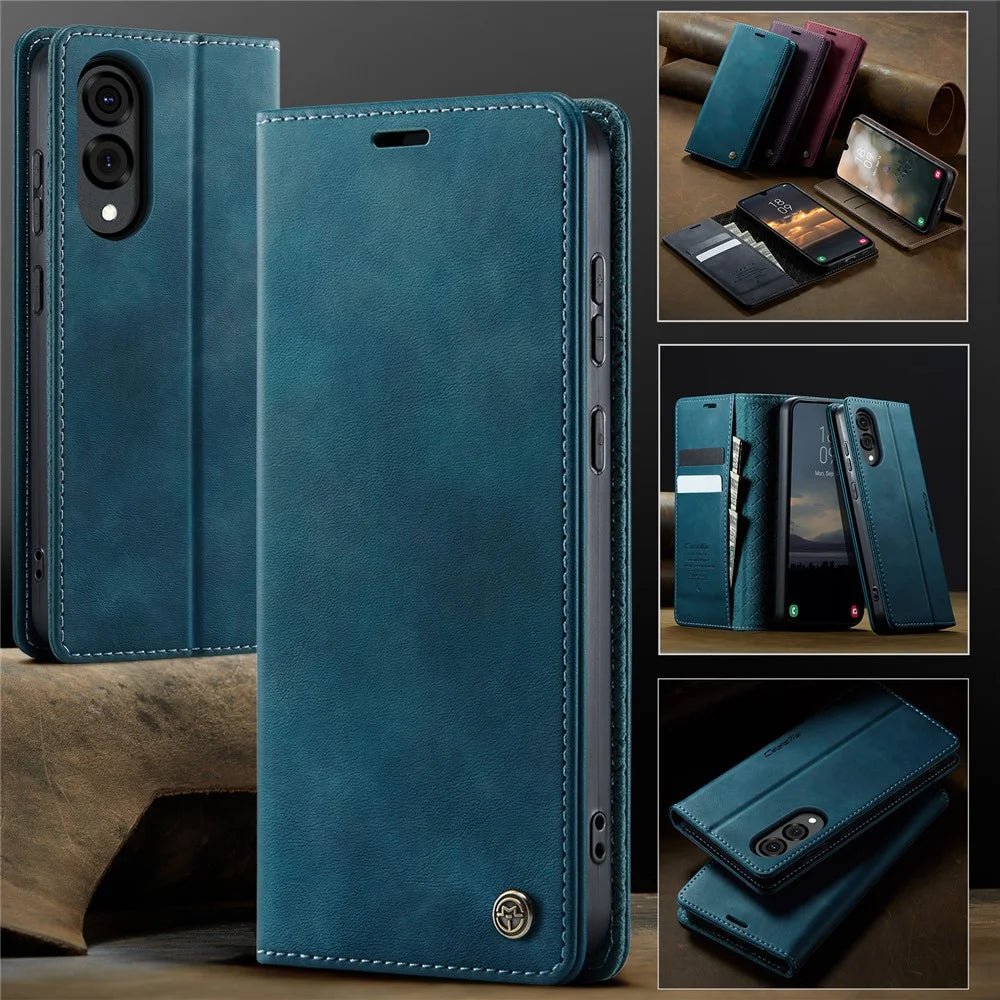 CASEME For Samsung Galaxy S25 Edge Case  033 Series RFID Blocking Wallet Stand Calf Texture Leather Phone Cover - Green - 7