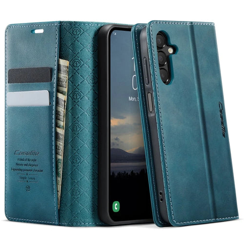 CASEME For Samsung Galaxy A15 5G / Galaxy A15 4G Case  033 Series RFID Blocking Wallet Stand Calf Texture Leather Phone Cover - Green - 1
